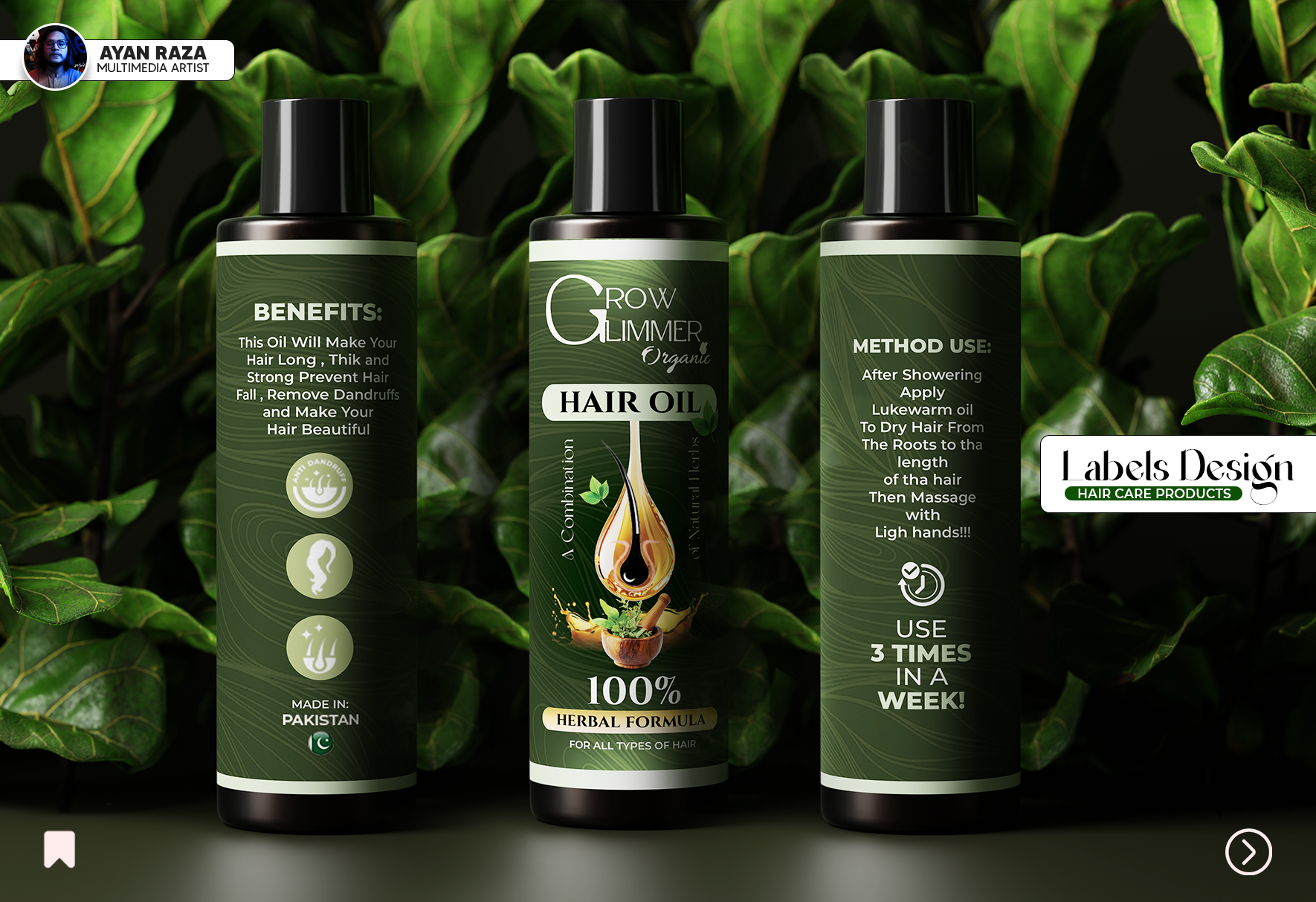 Hair Oil & Shampoo Label Design