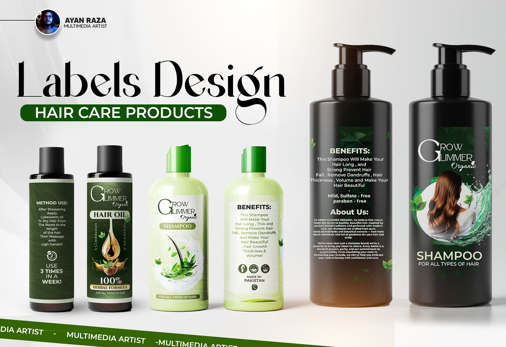 Hair Oil & Shampoo Label Design